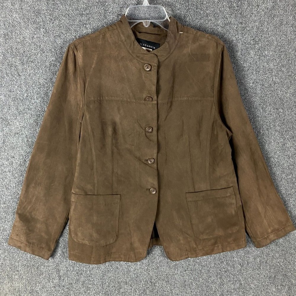 Elegancia Coat Women's XL Suede 100% Polyester Adults Extra Large